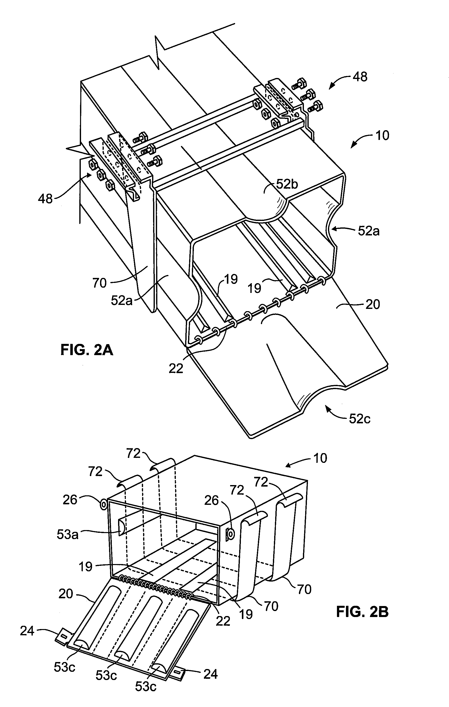 Underdeck carrier system for mobile containers for segregating product types in common shipment