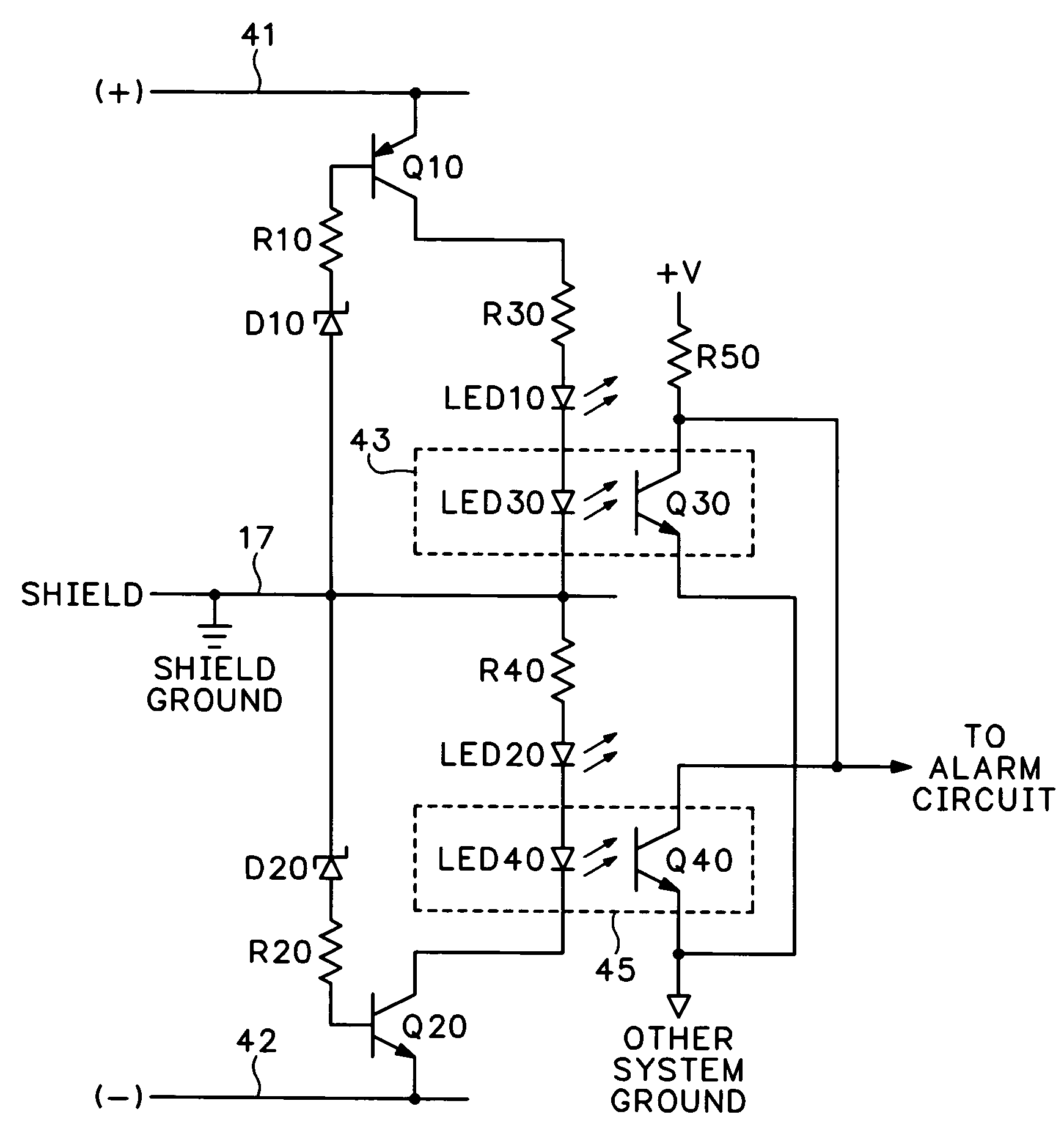 Short circuit detector for shield conductor in a fieldbus network