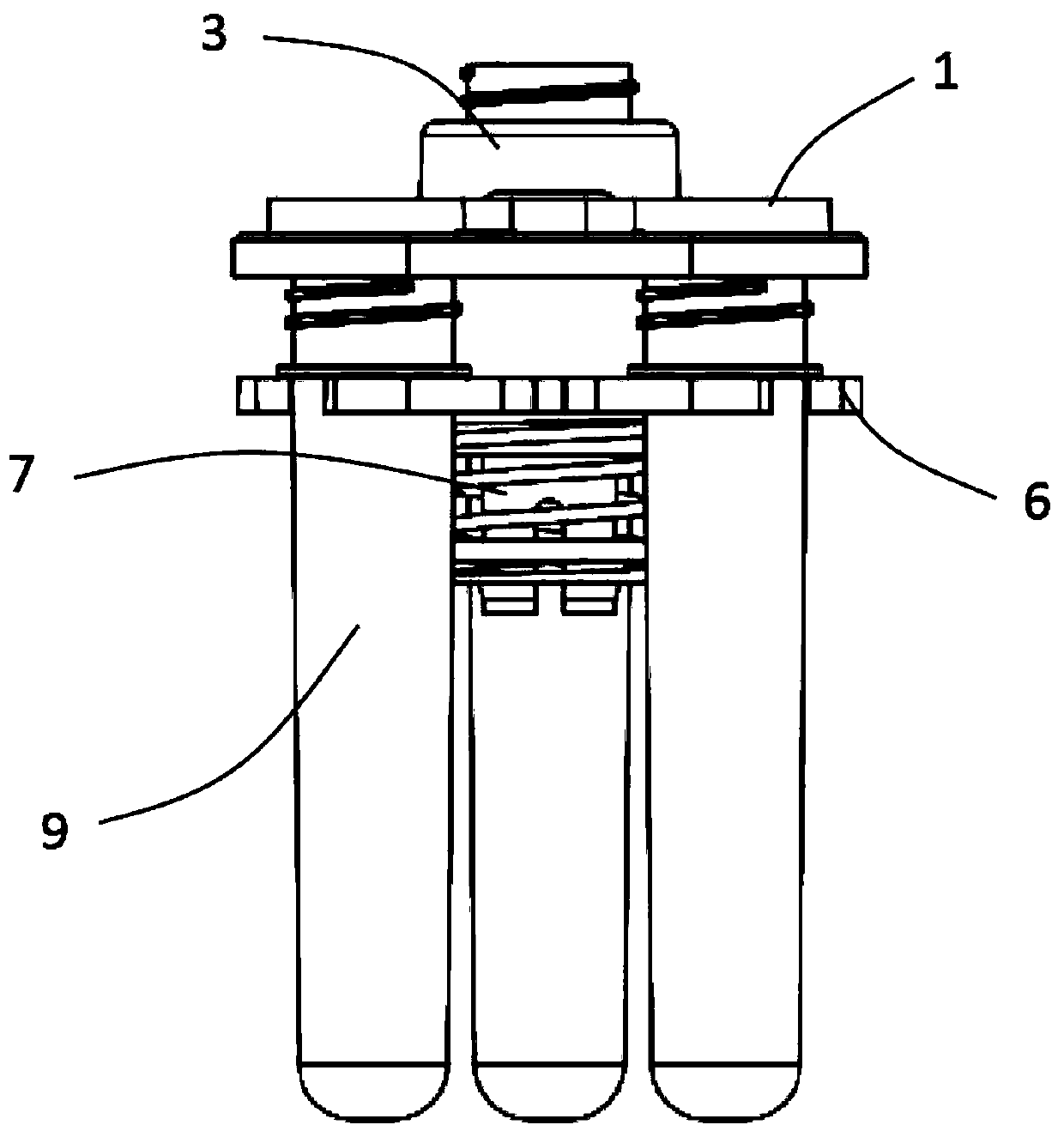 Test tube fixing and rotating device
