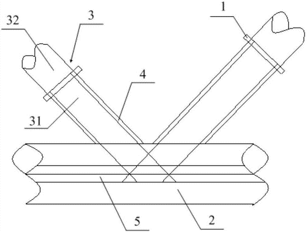 Concrete-filled steel tube power transmission tower intersecting joint with prestressed steel wires and manufacturing method for concrete-filled steel tube power transmission tower intersecting joint