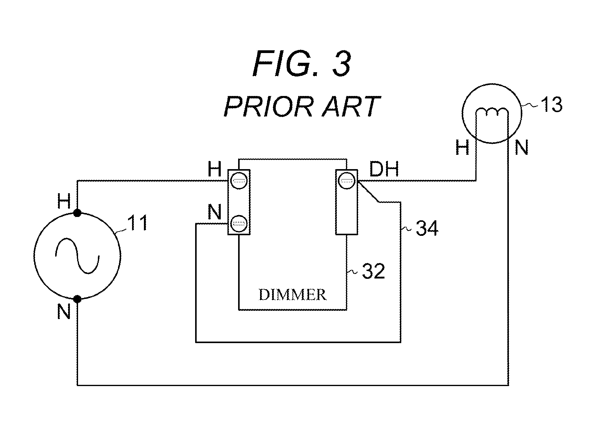 Dimmer Adaptable to Either Two or Three Active Wires