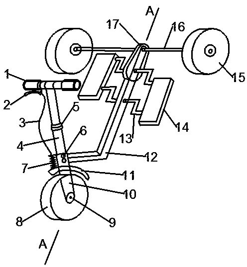 Novel folding three-wheeled pedaling bicycle with rotating speed amplifying device