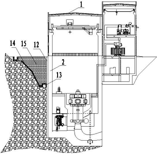 Construction method for upstream-side wall body of semi-underground power station plant