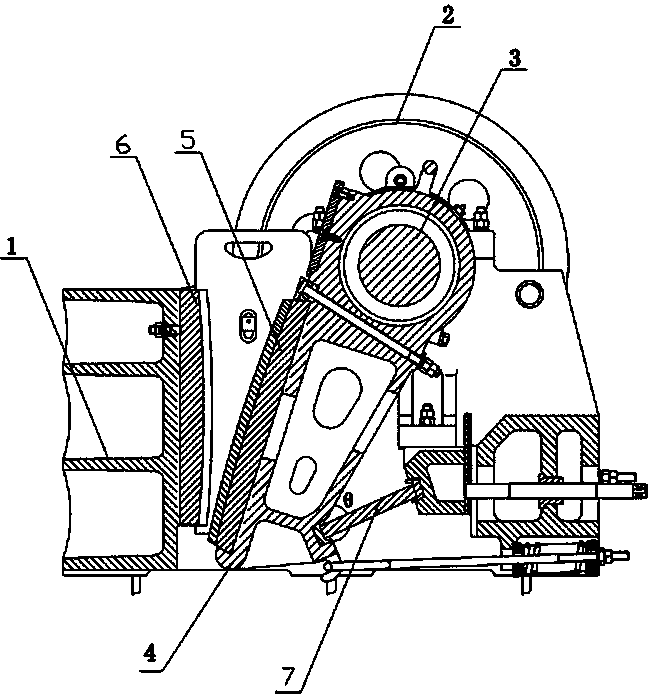 Jaw crusher with double shafts and double crank and rocker mechanisms