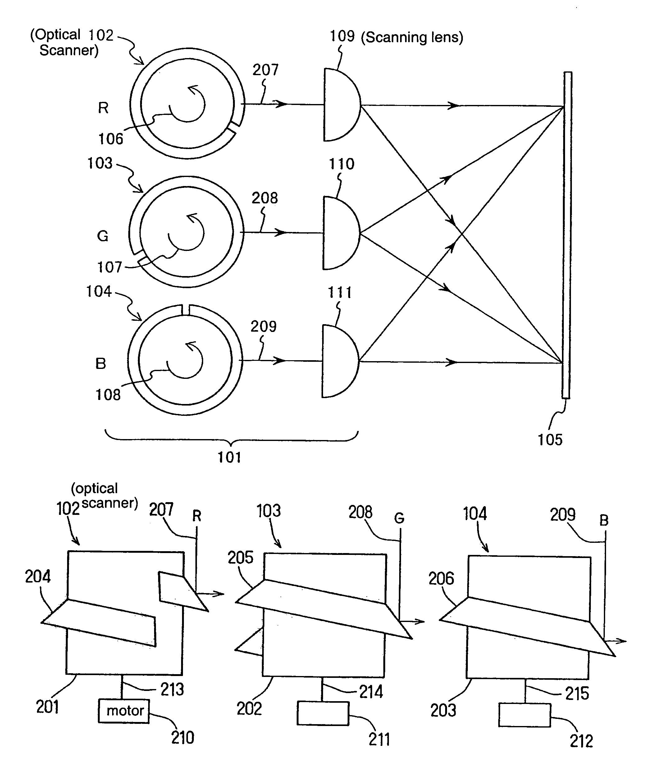 Illuminating device and projector using it and built-in display unit