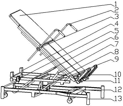 Electrically adjustable medical bed frame and use method thereof