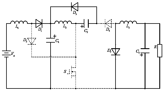 Single-switch inverted output quadratic wide gain converter
