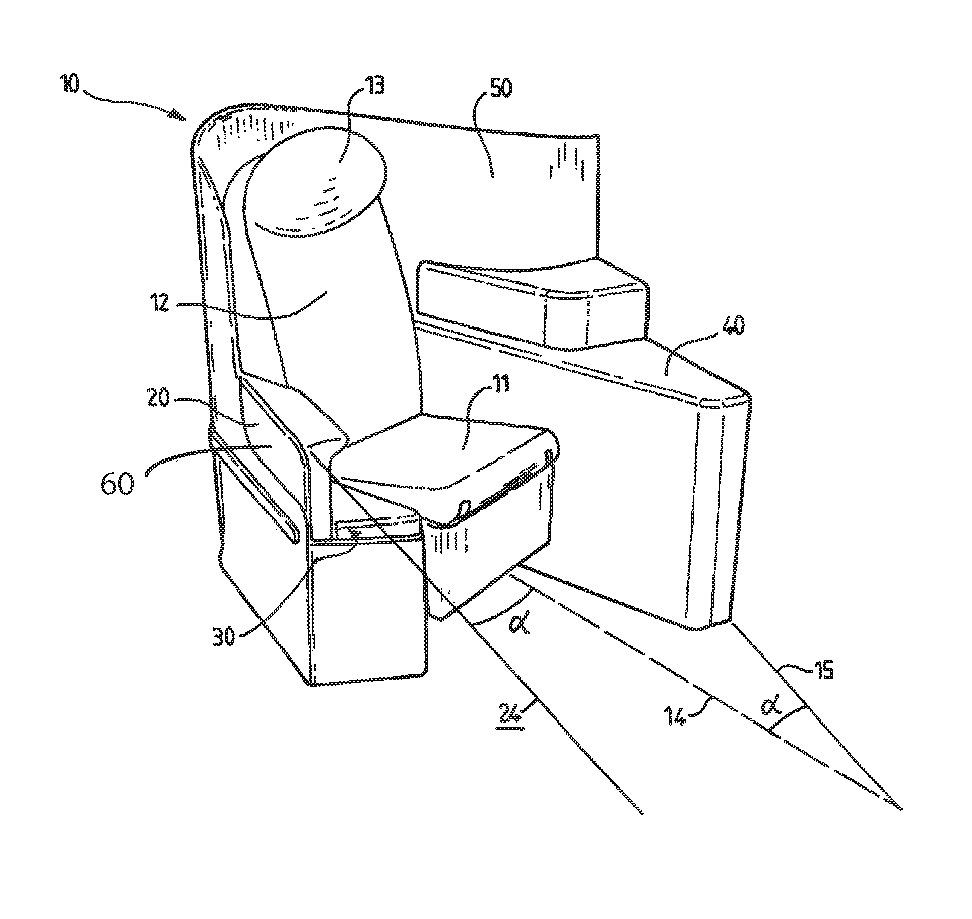 Secure herringbone arrangement for the armrest of a seat, seat and two seat assembly provided with such an arrangement