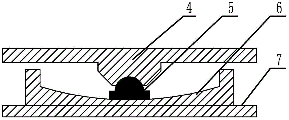 Spherical surface and cylindrical surface friction type support