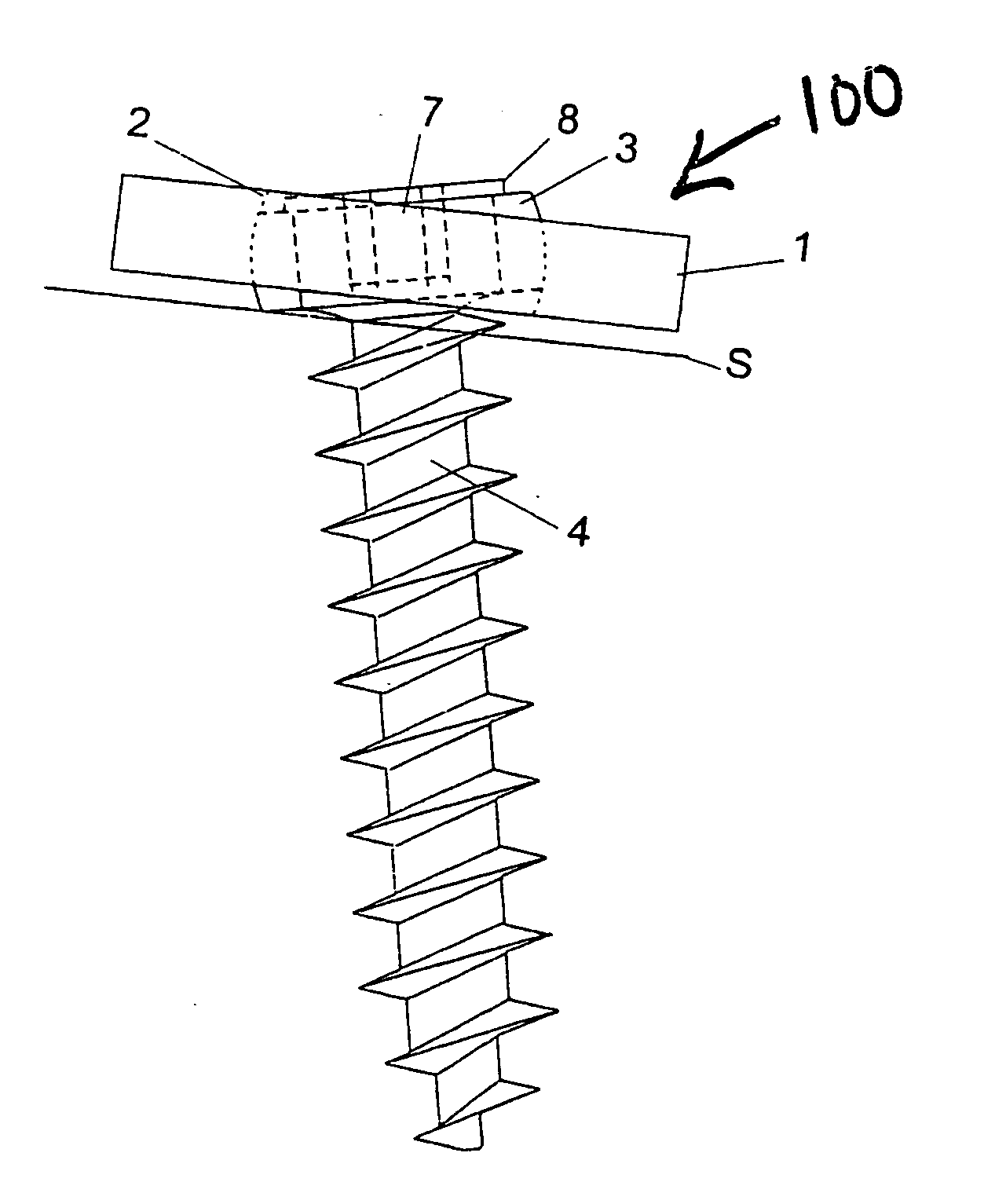 Device for connecting a screw to a support plate