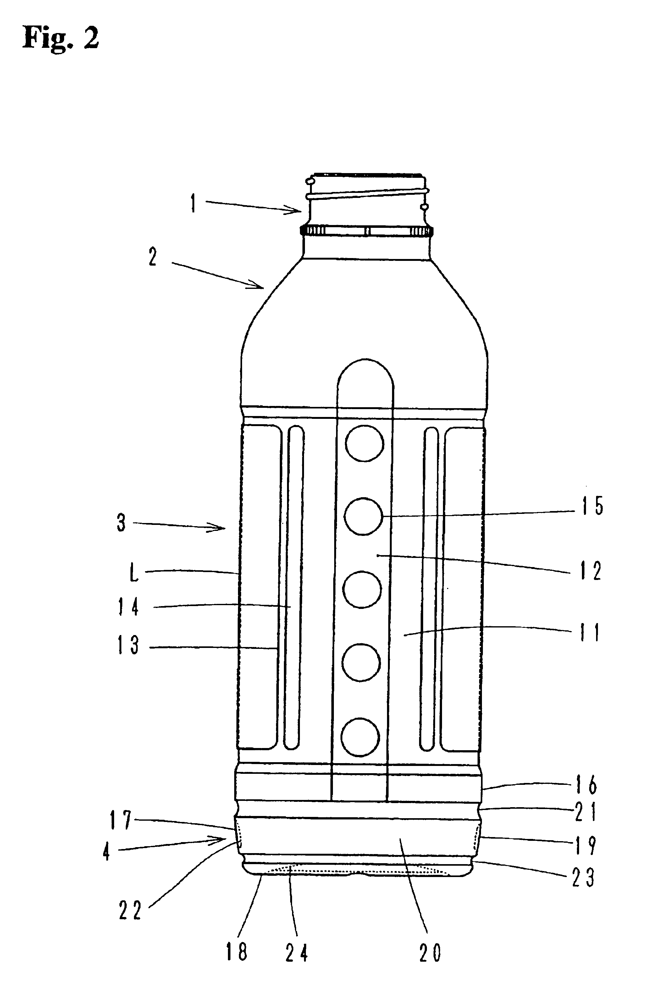 Synthetic resin container bearing label