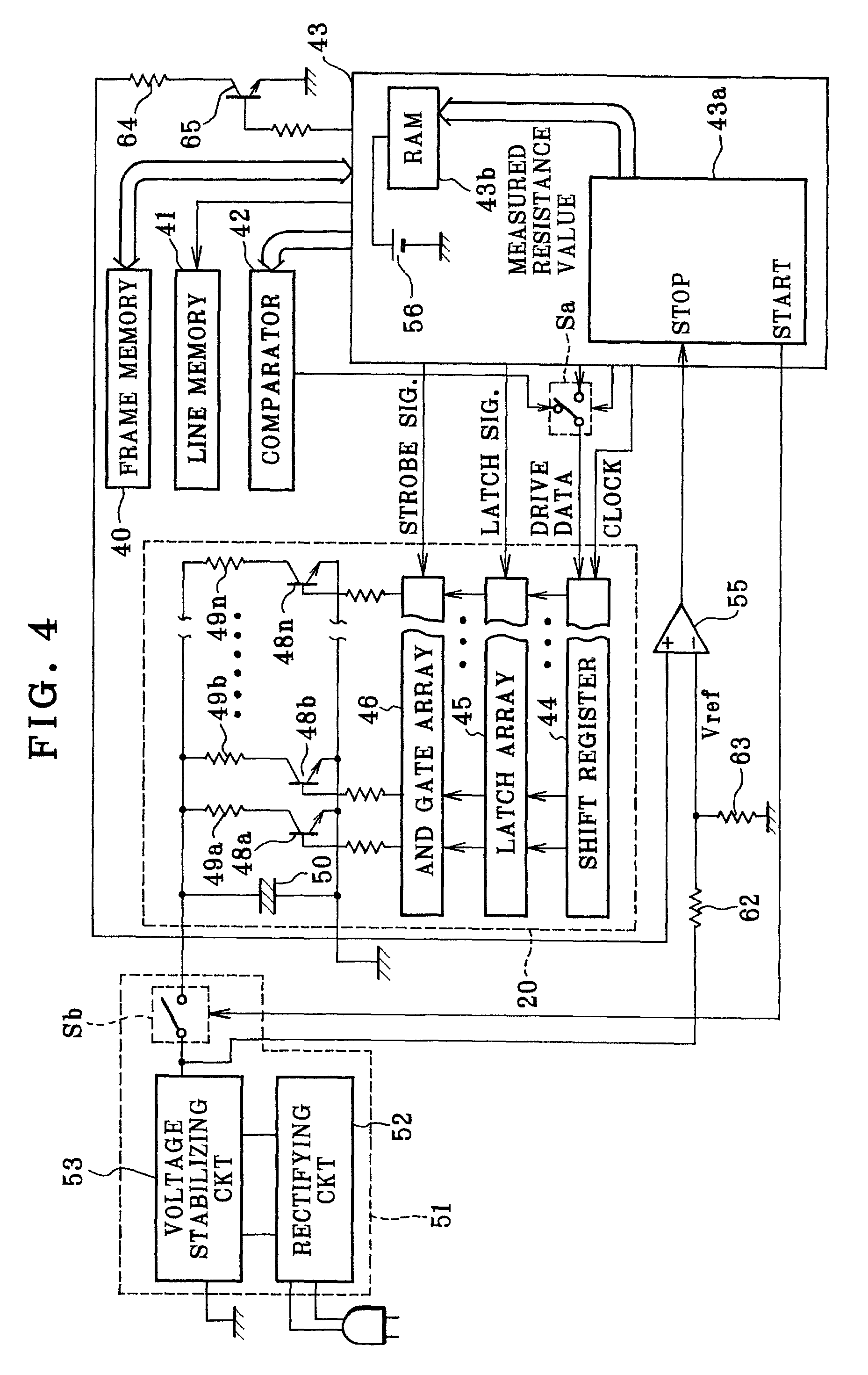 Thermal printer and device and method for measuring resistance of heating element of thermal head of thermal printer