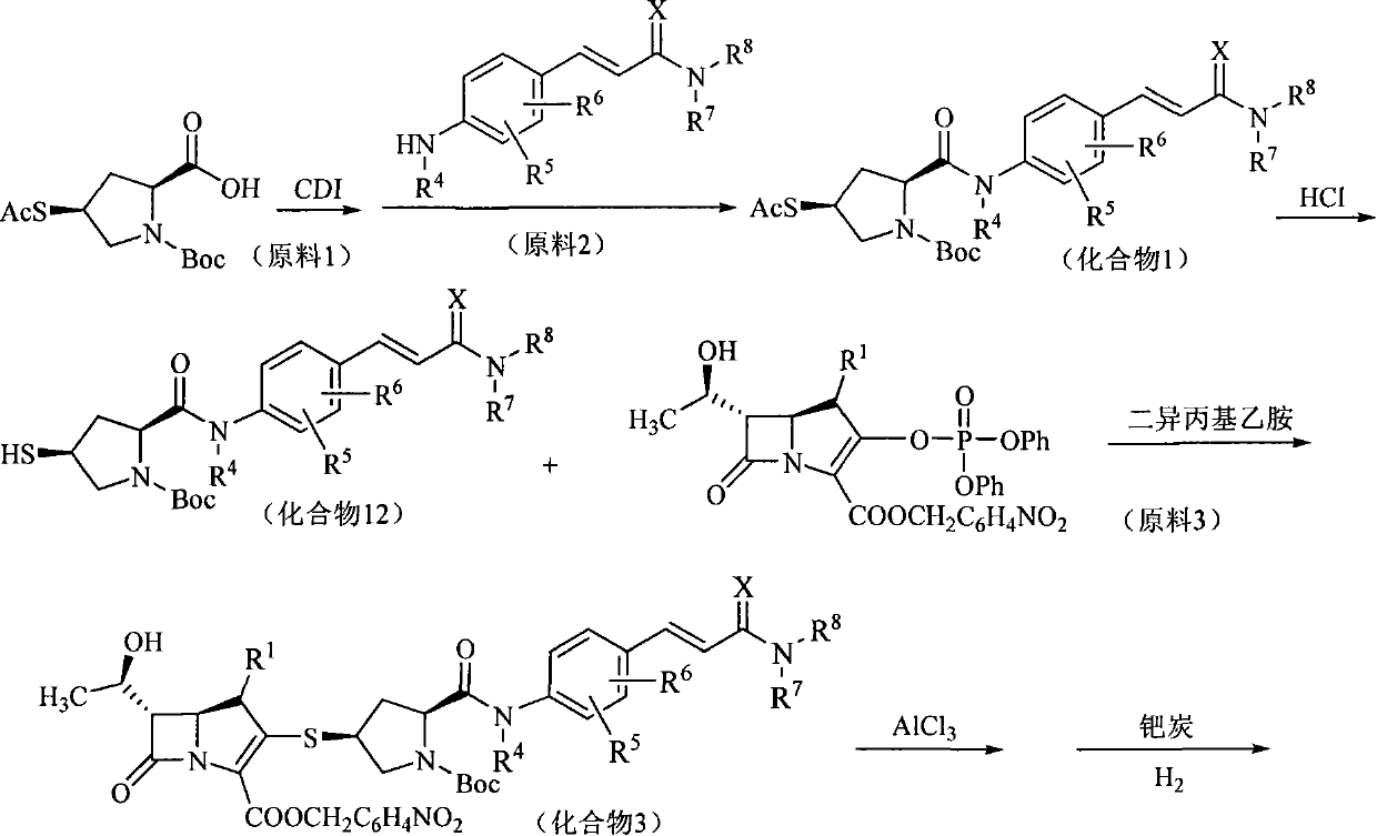 Formyl aniline substituted sulfhydryl pyrrolidine carbpenem compounds