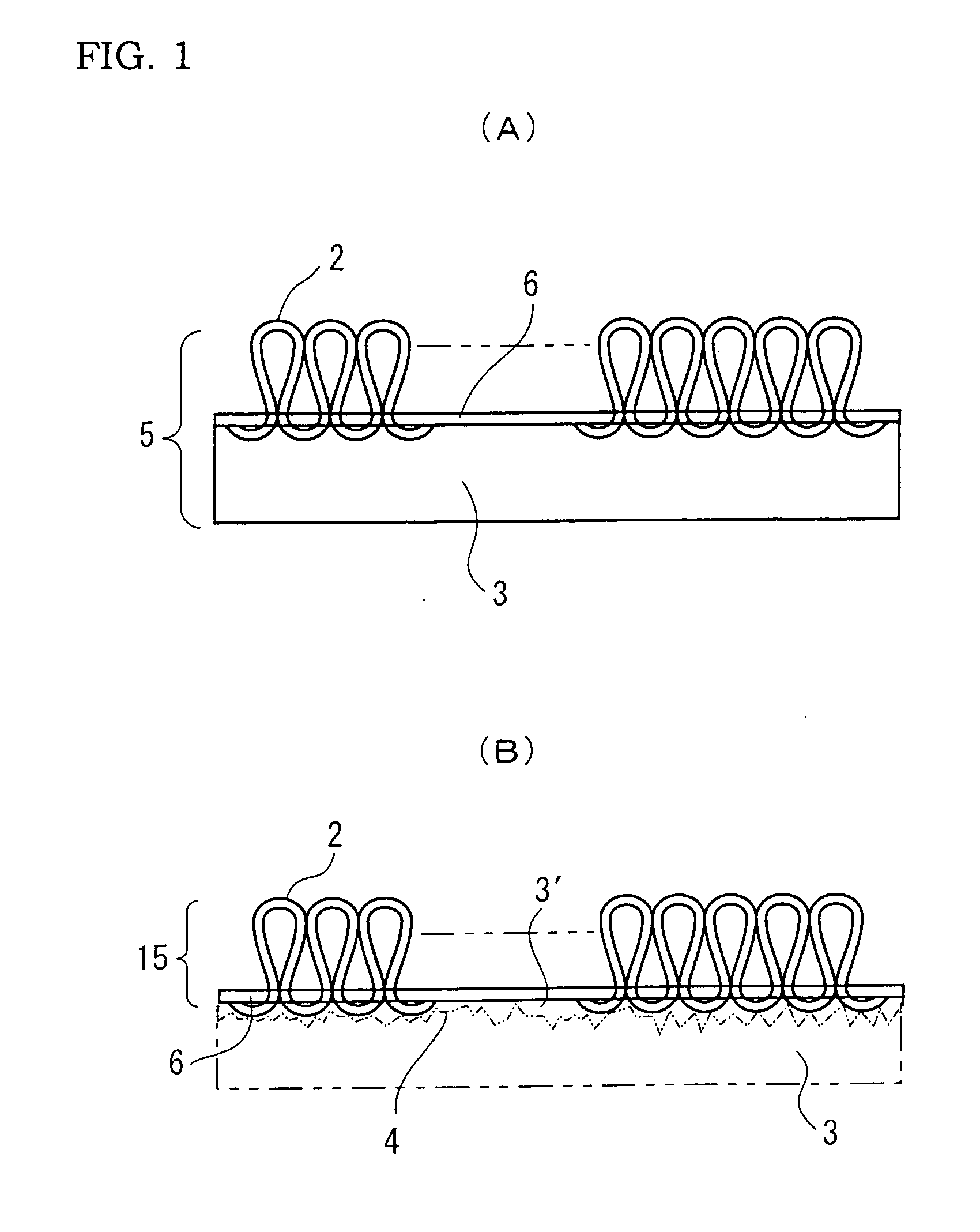 Sheet material, block-like sheet material, method of manufacturing sheet material and method of separating fiber-formed layer unit and backing layer from tile carpet and recovering the unit and the layer