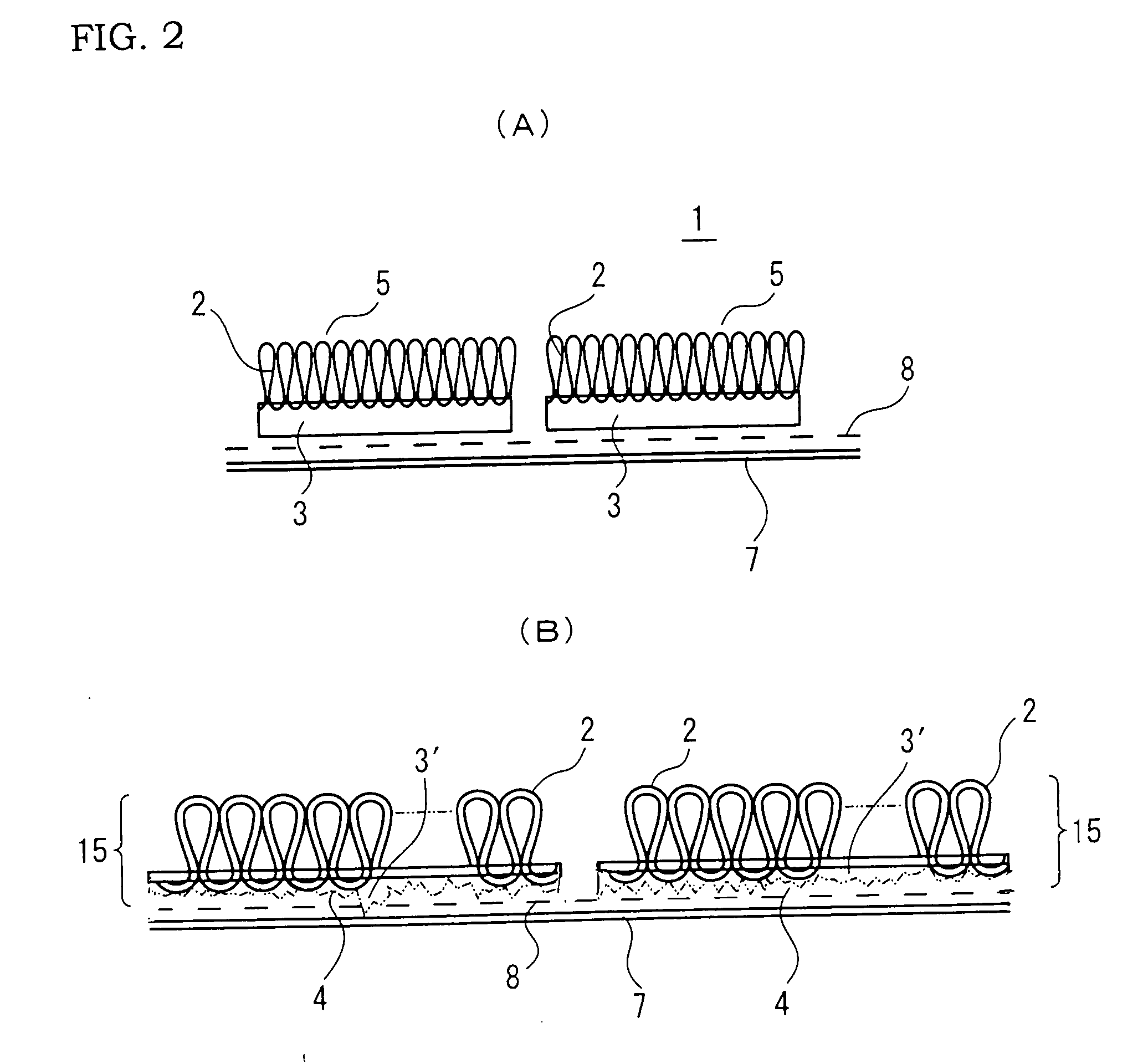 Sheet material, block-like sheet material, method of manufacturing sheet material and method of separating fiber-formed layer unit and backing layer from tile carpet and recovering the unit and the layer