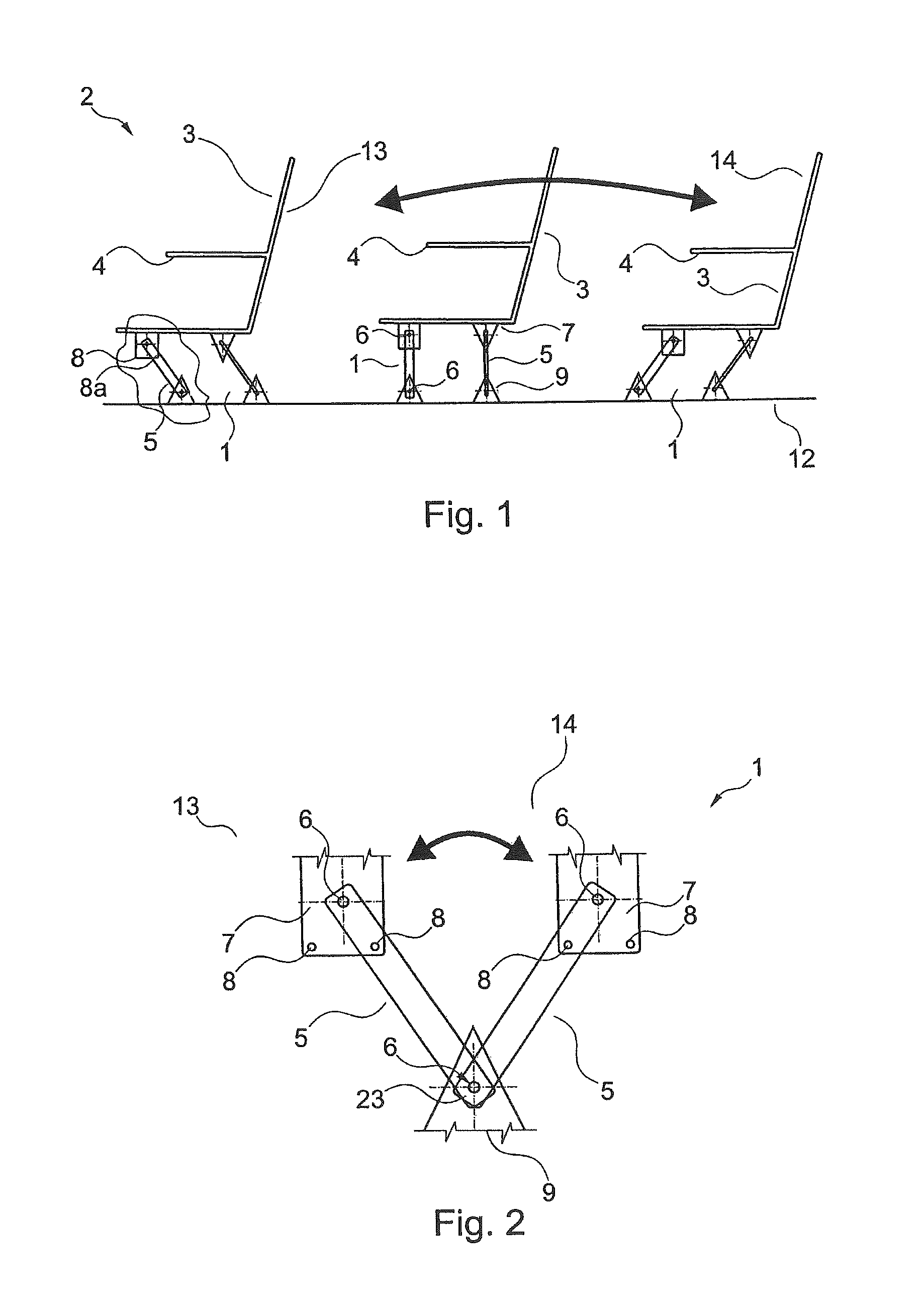 Movable fastening unit for a seat frame in an aircraft