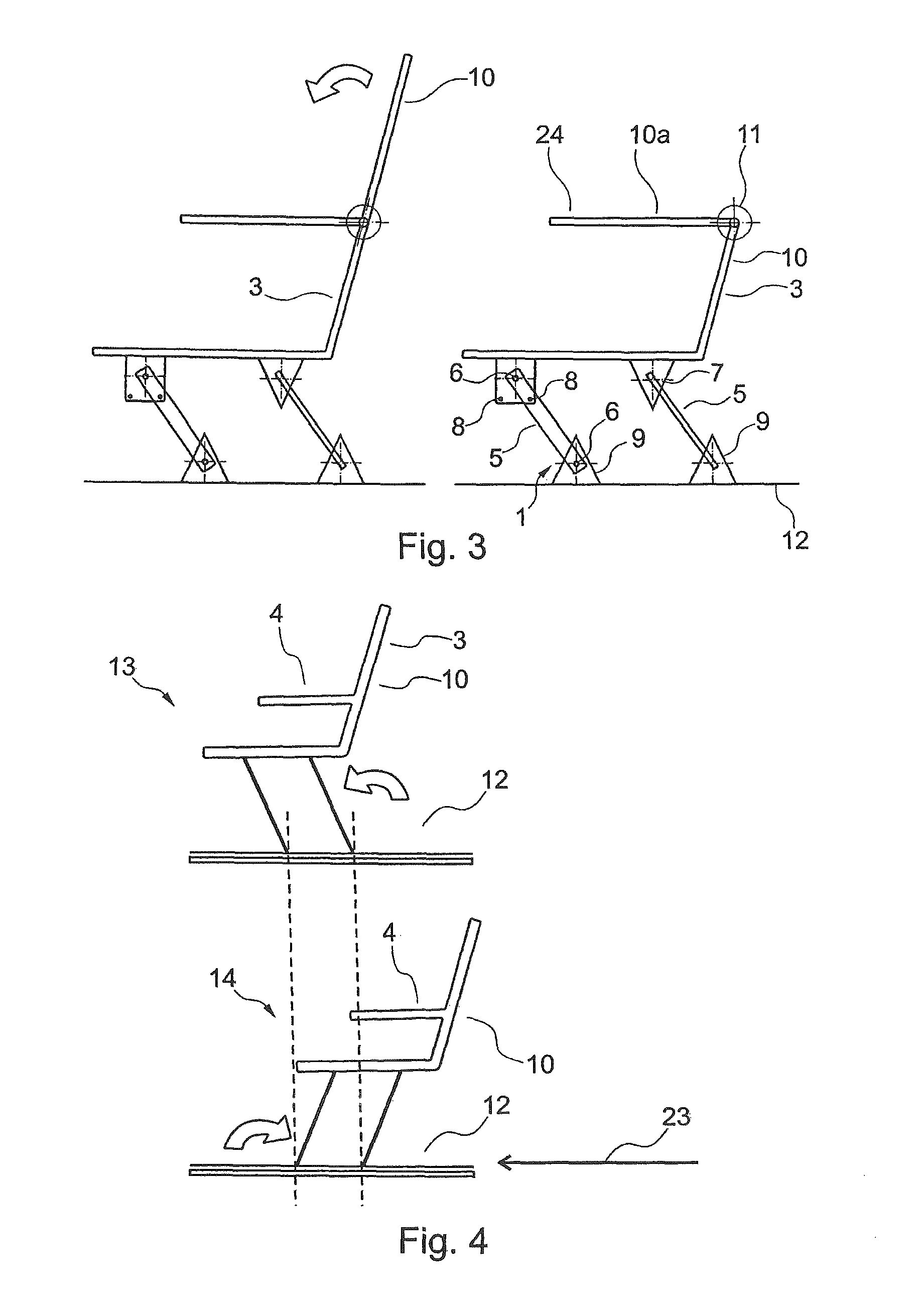 Movable fastening unit for a seat frame in an aircraft