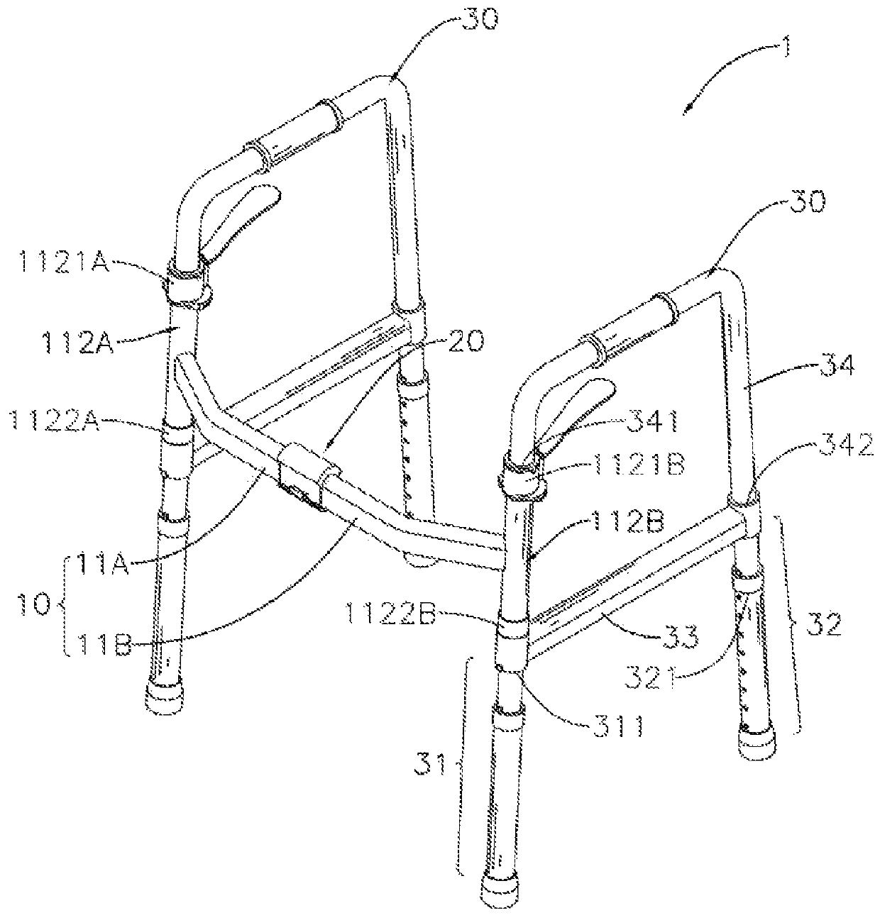 Fastening assembly and walker comprising the same