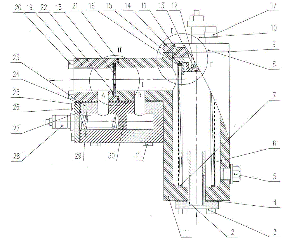 Hydraulic system return oil filter device with flow measuring function