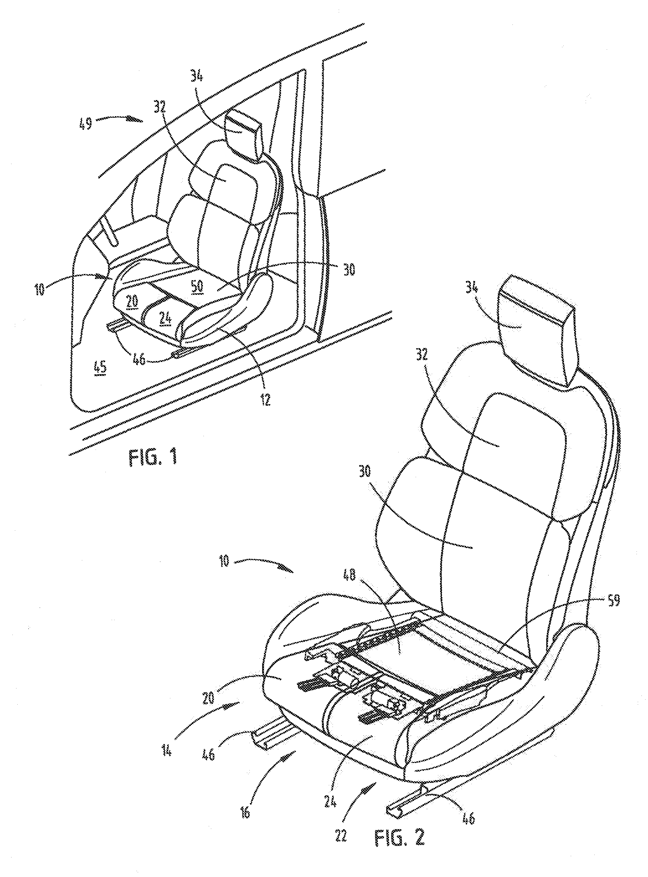 Independent cushion extension with optimized leg-splay angle