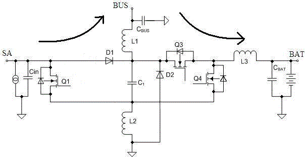 Three-port DC-DC (direct current) converter topology circuit