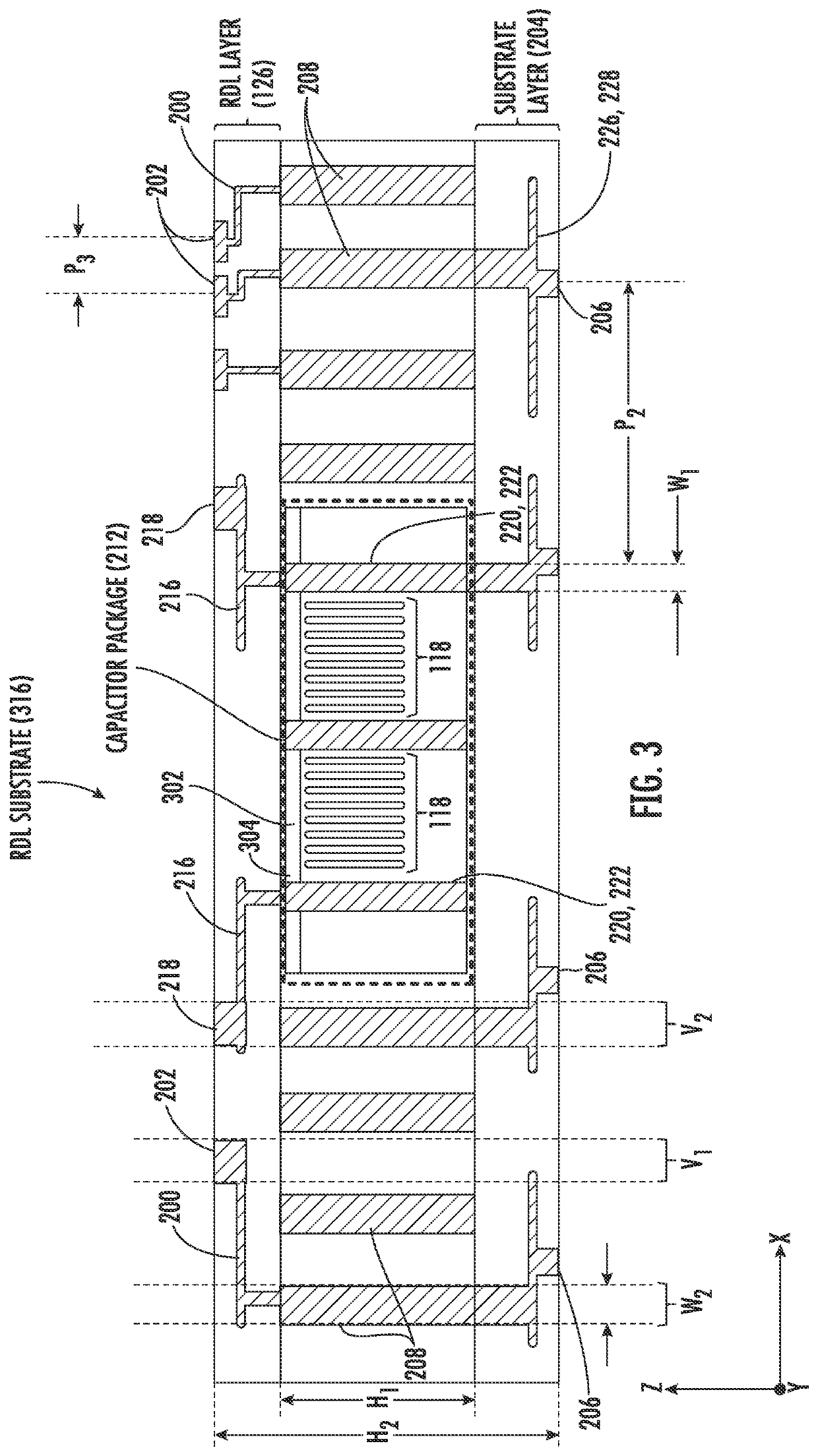 Integrated circuit (IC) packages employing a capacitor-embedded, redistribution layer (RDL) substrate  for interfacing an IC chip(s) to a package substrate, and related methods