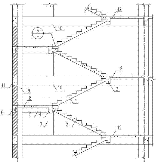 Separation type damping stair
