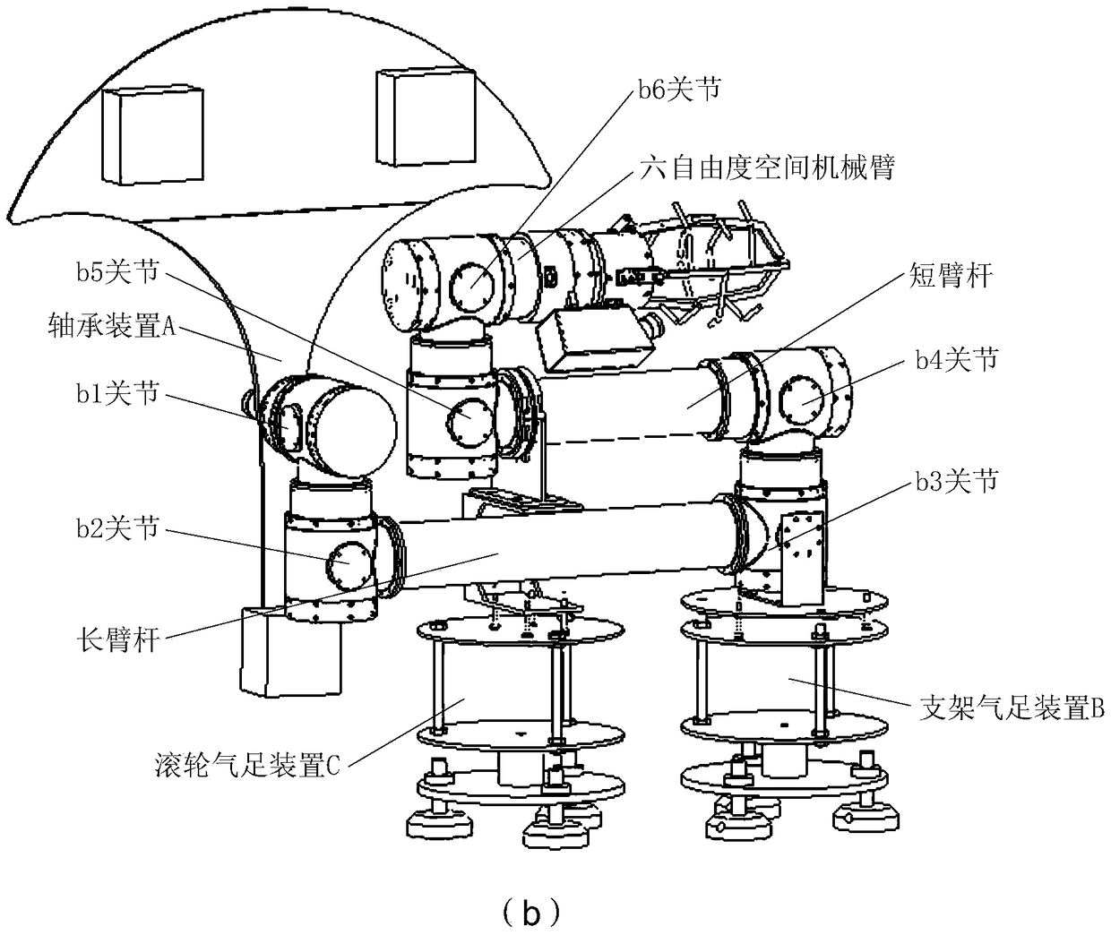 Six-degree-of-freedom space manipulator ground microgravity equivalent experimental device and experimental method