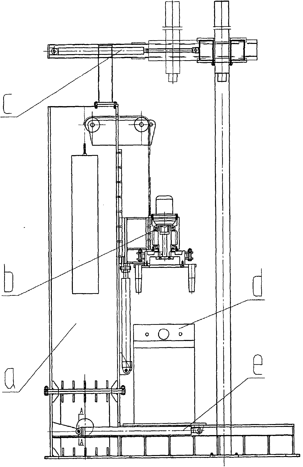 Novel upright assembling and disassembling device for upright columns of hydraulic support