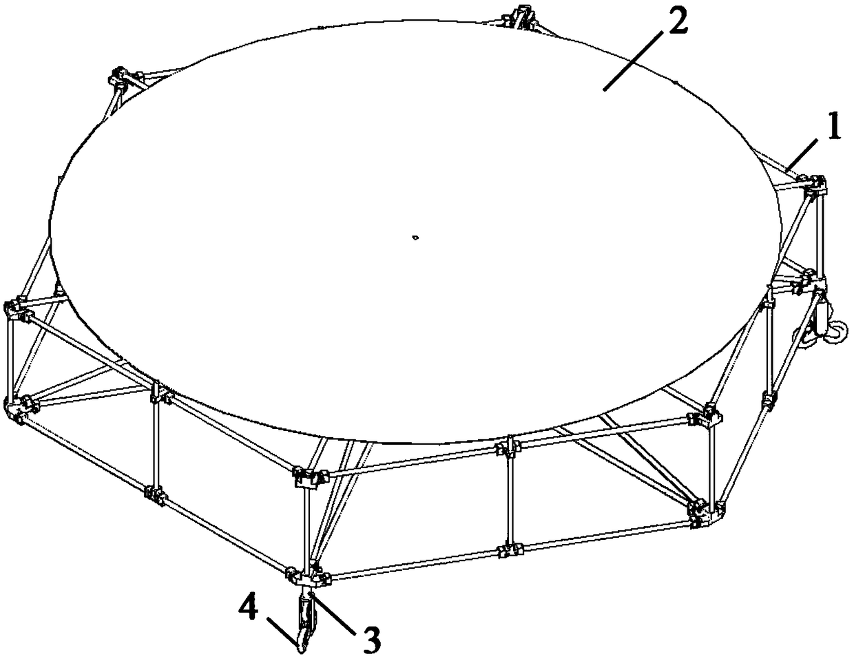 Lunar-based expandable truss-type network cable reflection-surface antenna