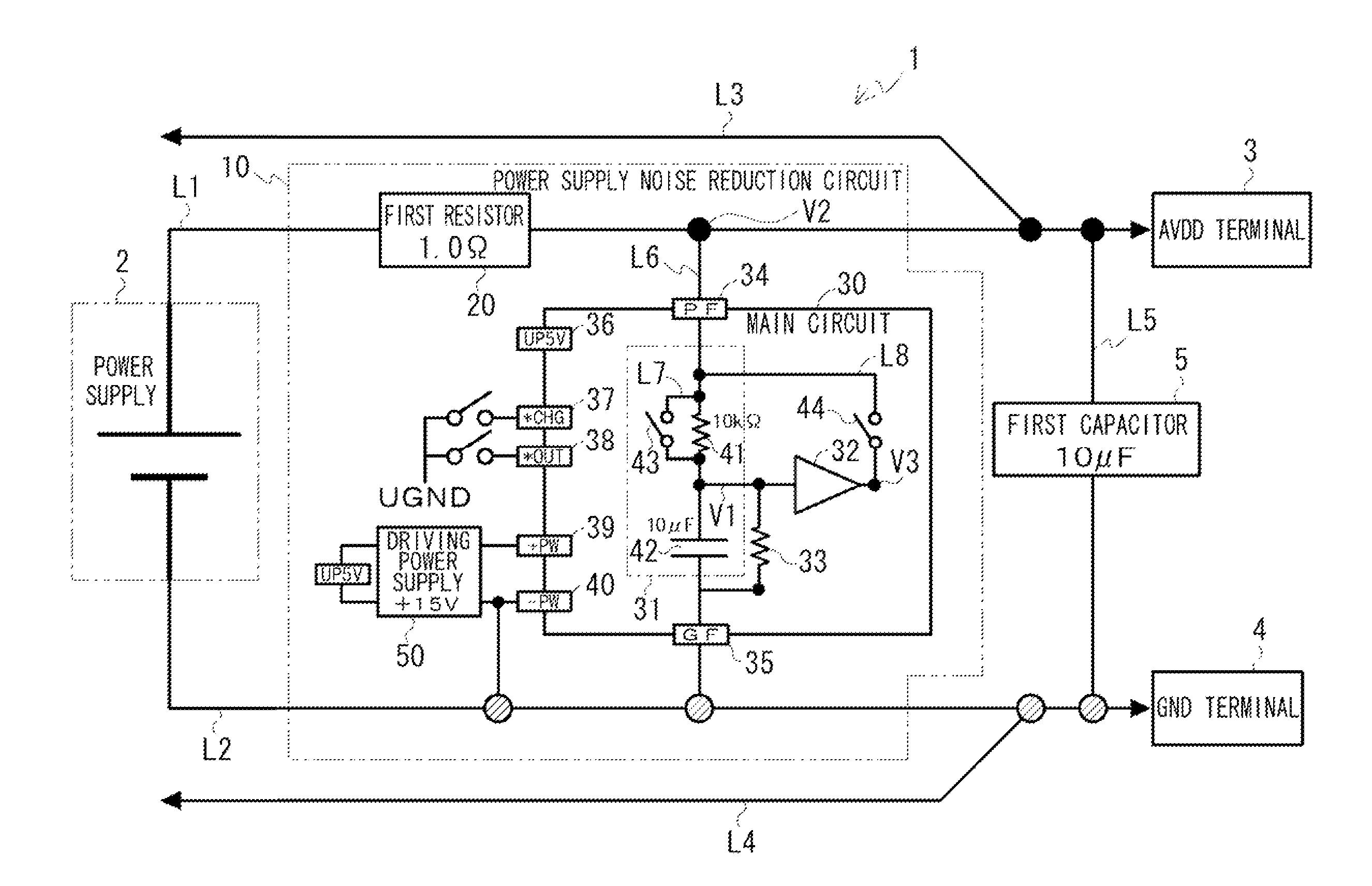 Power supply noise reduction circuit and power supply noise reduction method