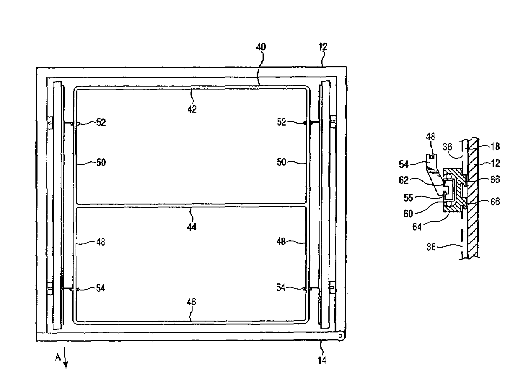 Blood bag support structure and method for refrigerators