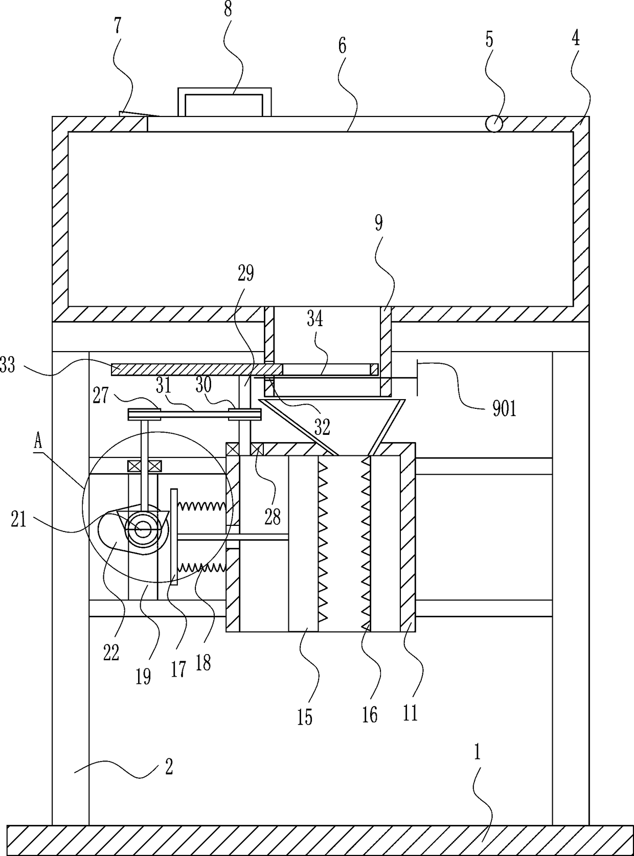 Animal husbandry grain granule crushing device