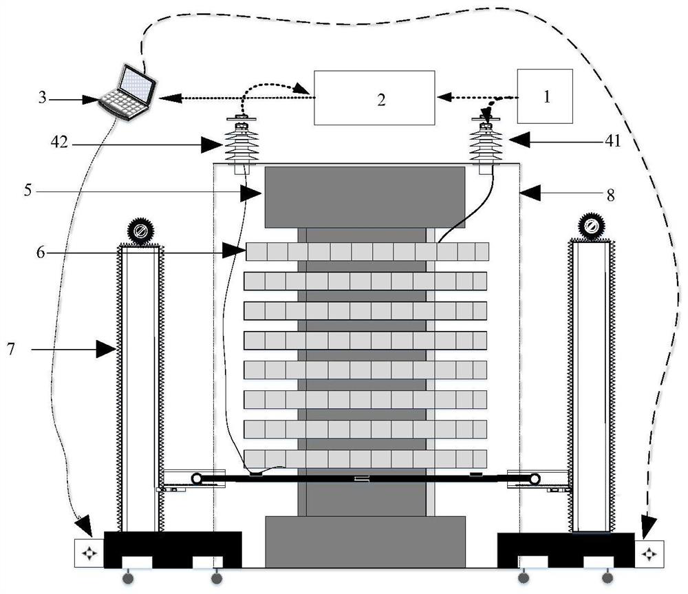 Oscillatory wave test platform under winding axial displacement and evaluation method