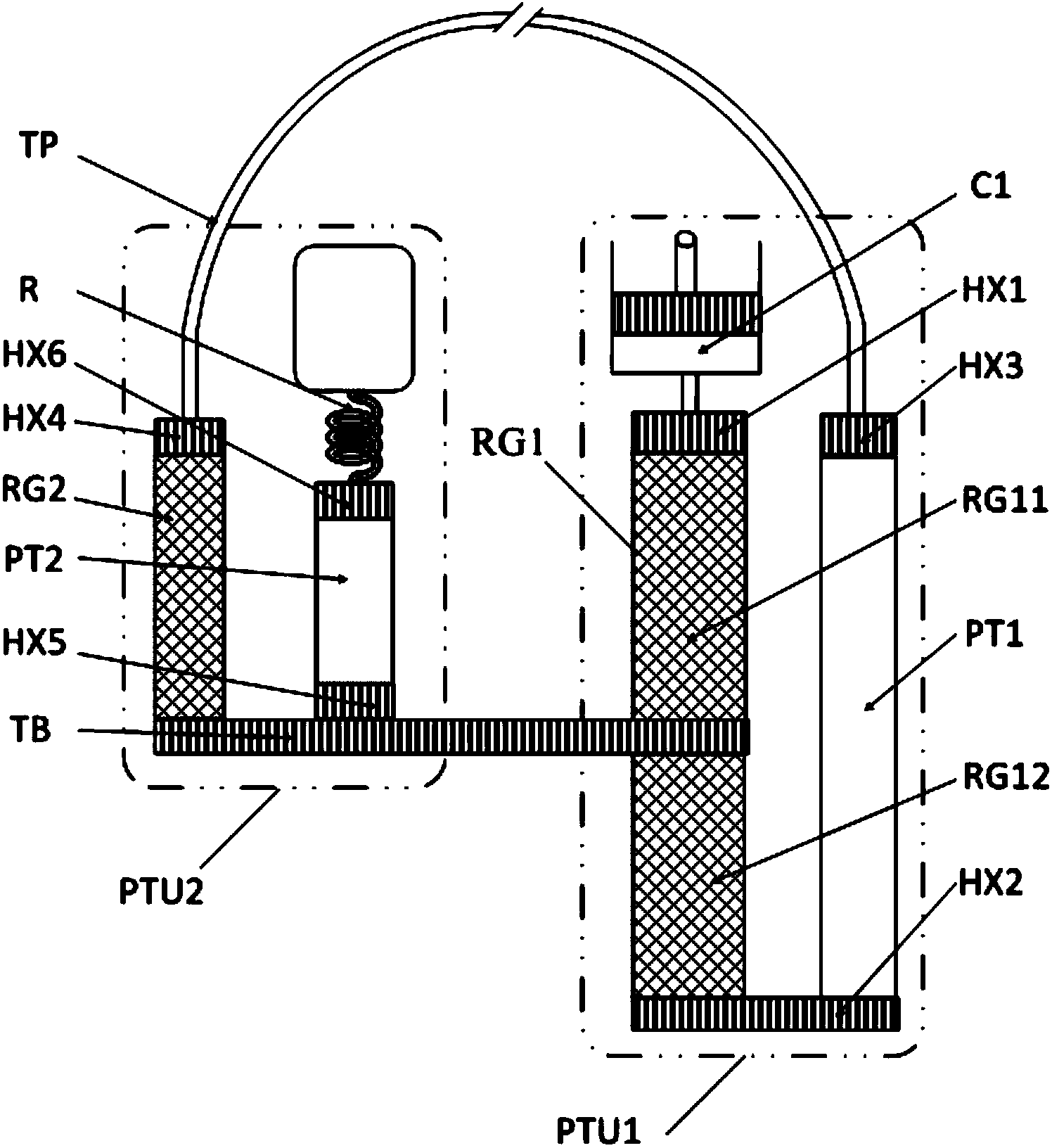 Cascading-type pulse tube refrigerator capable of recycling sound power