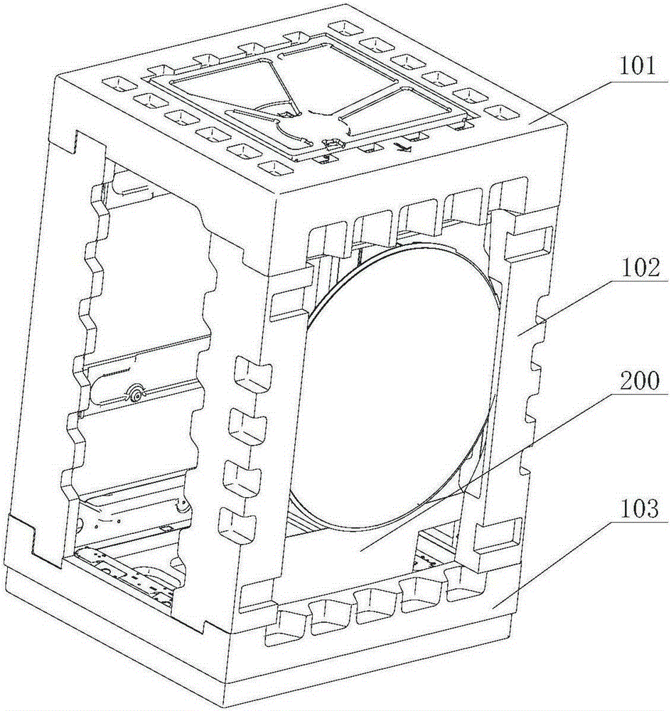 Buffer and shock absorption packing device of washing machine
