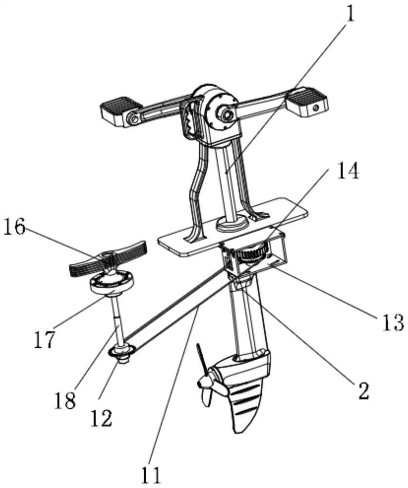 Power pedal transmission structure for kayak