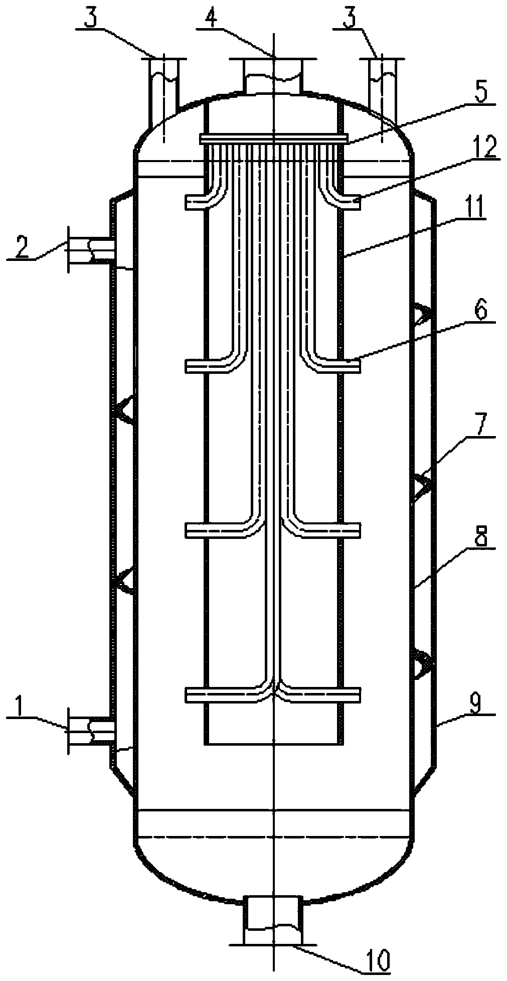 Continuous segmented feed reactor for synthesis reaction