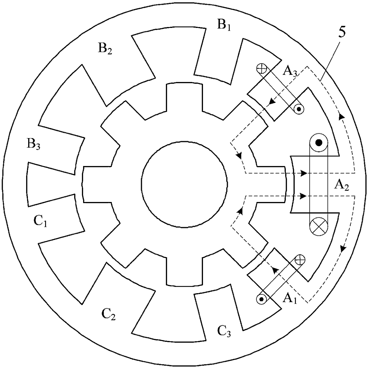 9/8-pole switched reluctance motor