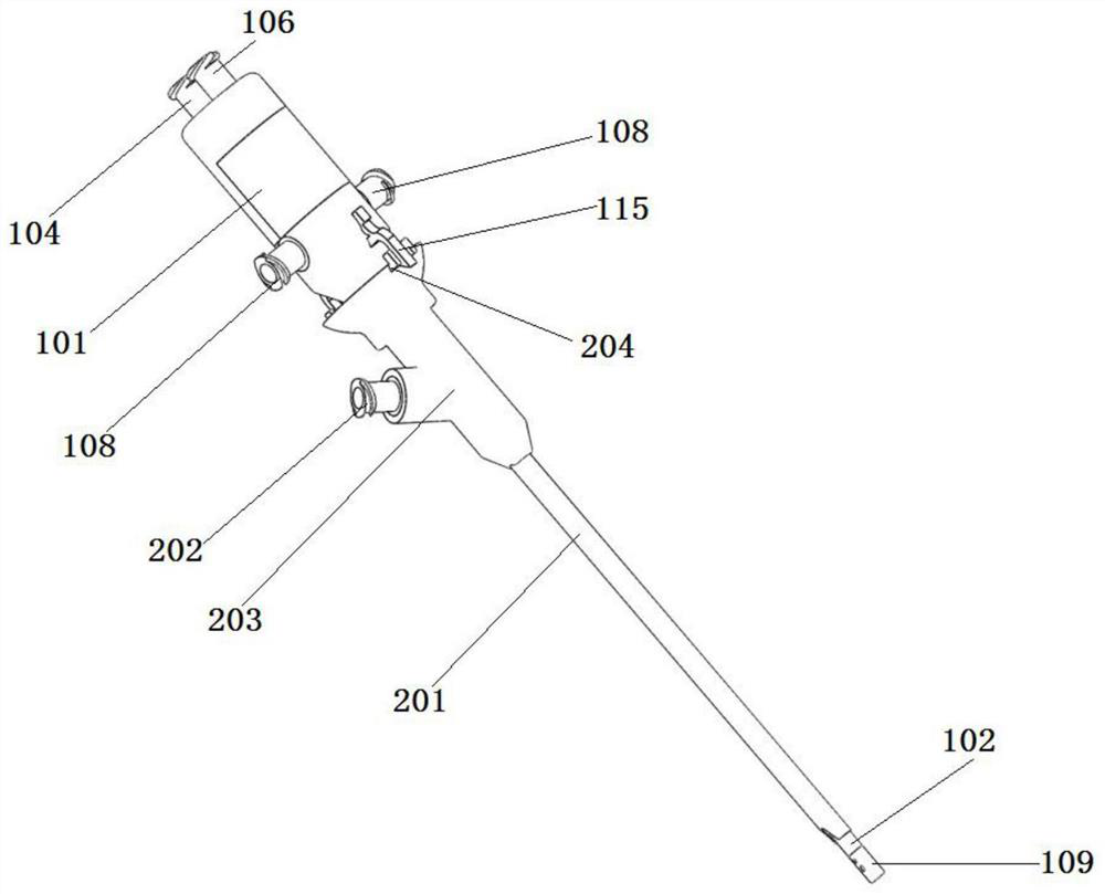 Combined structure of ureteroscope catheter and ureter sheath