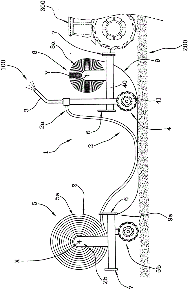 Protective device of a dispenser supply hose and related fluid feeding system