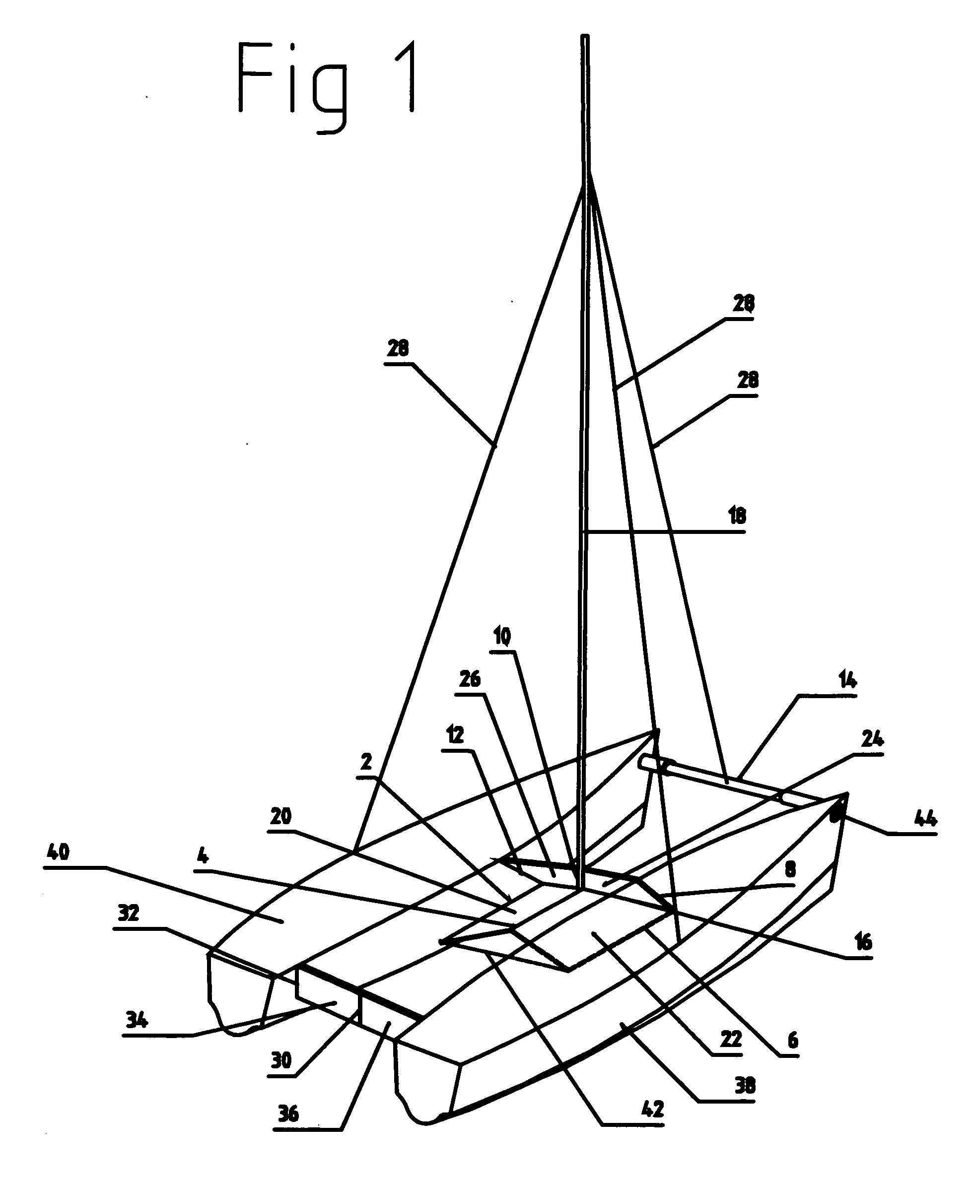 Mechanism for collapsible catamaran