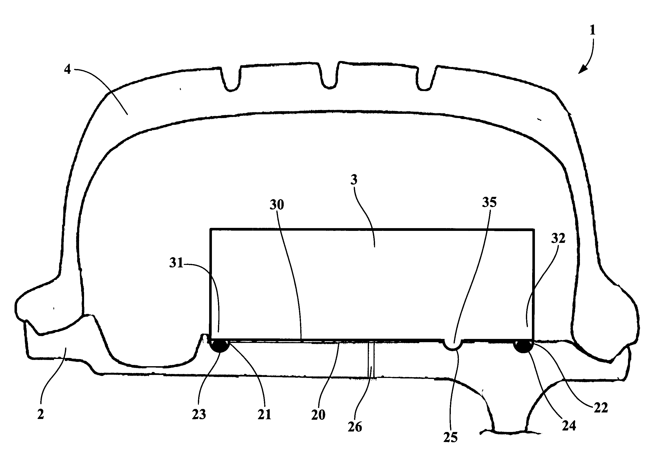 Reduced-weight run flat assembly comprising a pressure-effect structural support