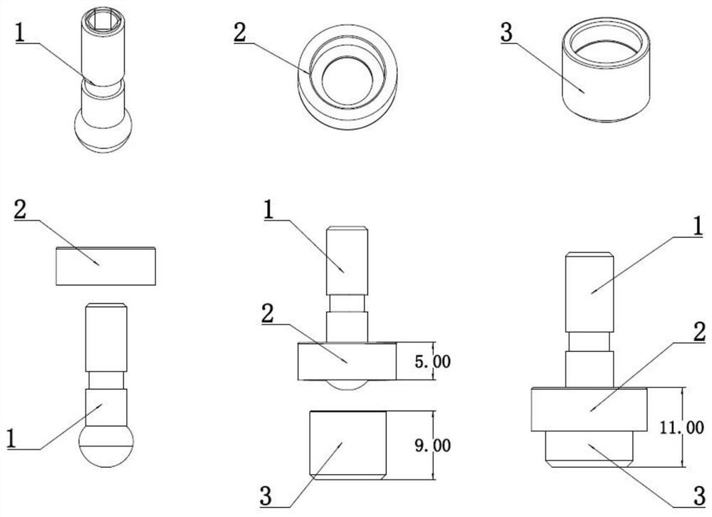 An automatic press-fitting device for an engine ball head ball socket collar assembly