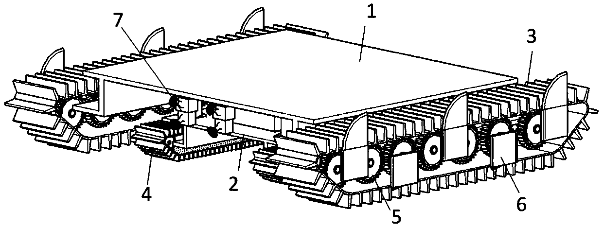 Anti-subsidence chassis crawler device for traveling of seabed mine collecting vehicle and traveling self-rescue method thereof