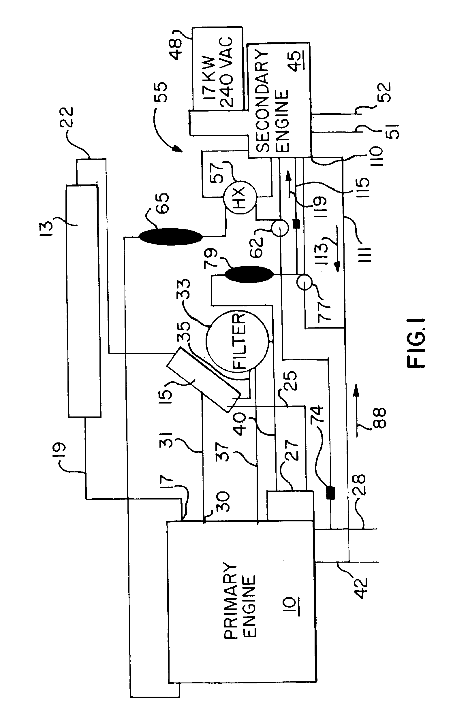 System and method for supplying auxiliary power to a large diesel engine