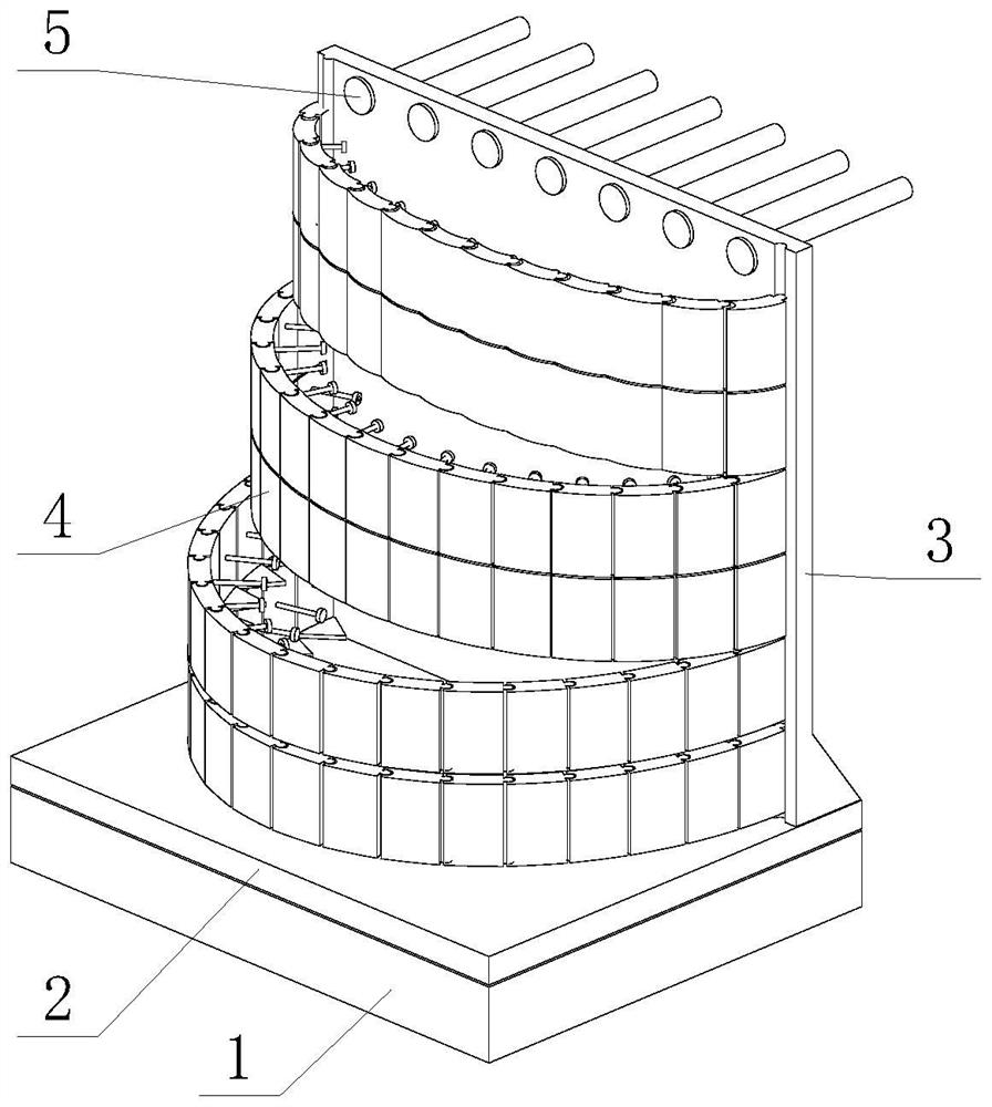 High-performance concrete arc-shaped fabricated gravity retaining wall and construction method