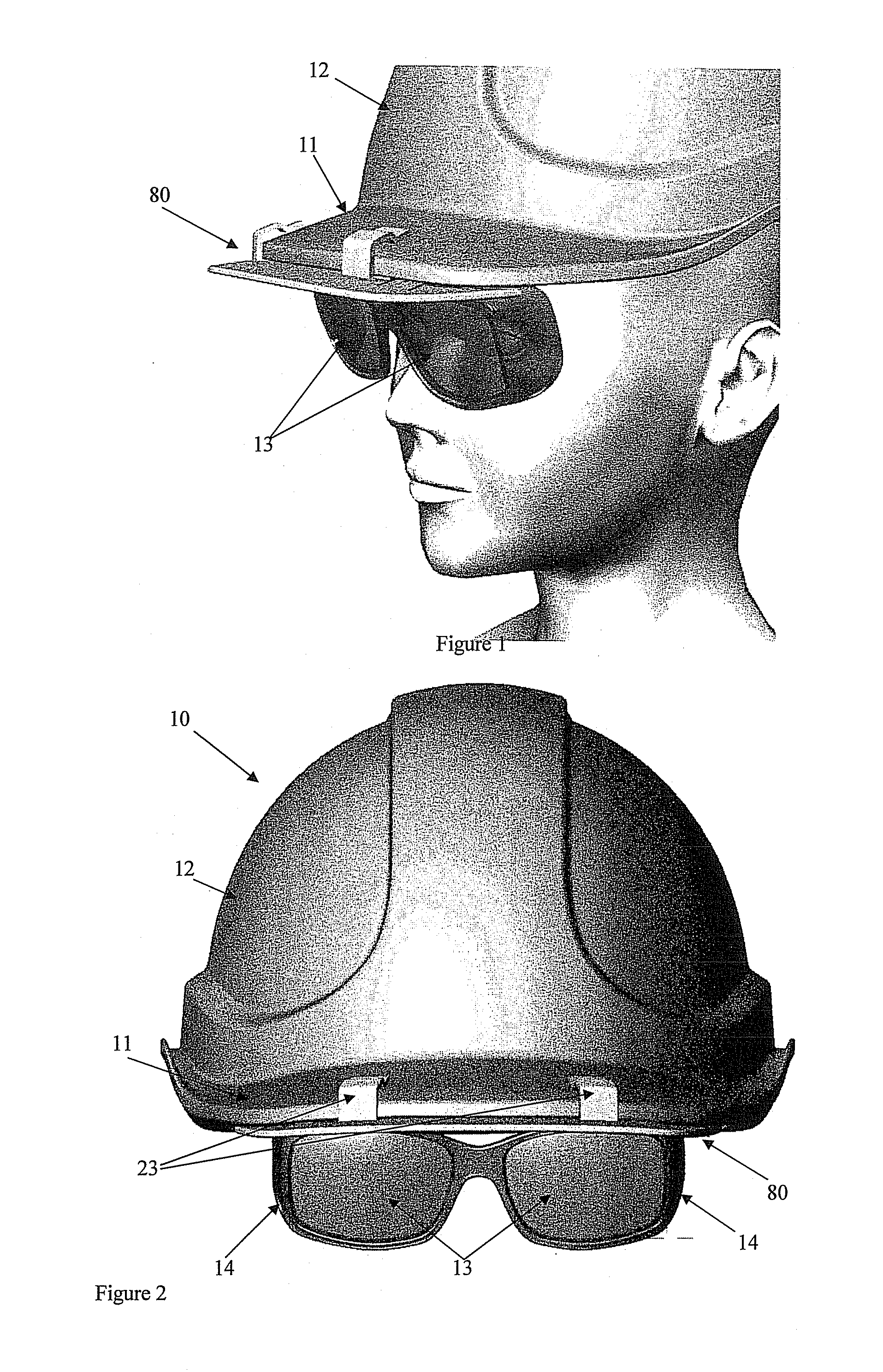 Eyewear assembly for attachment to a hard hat