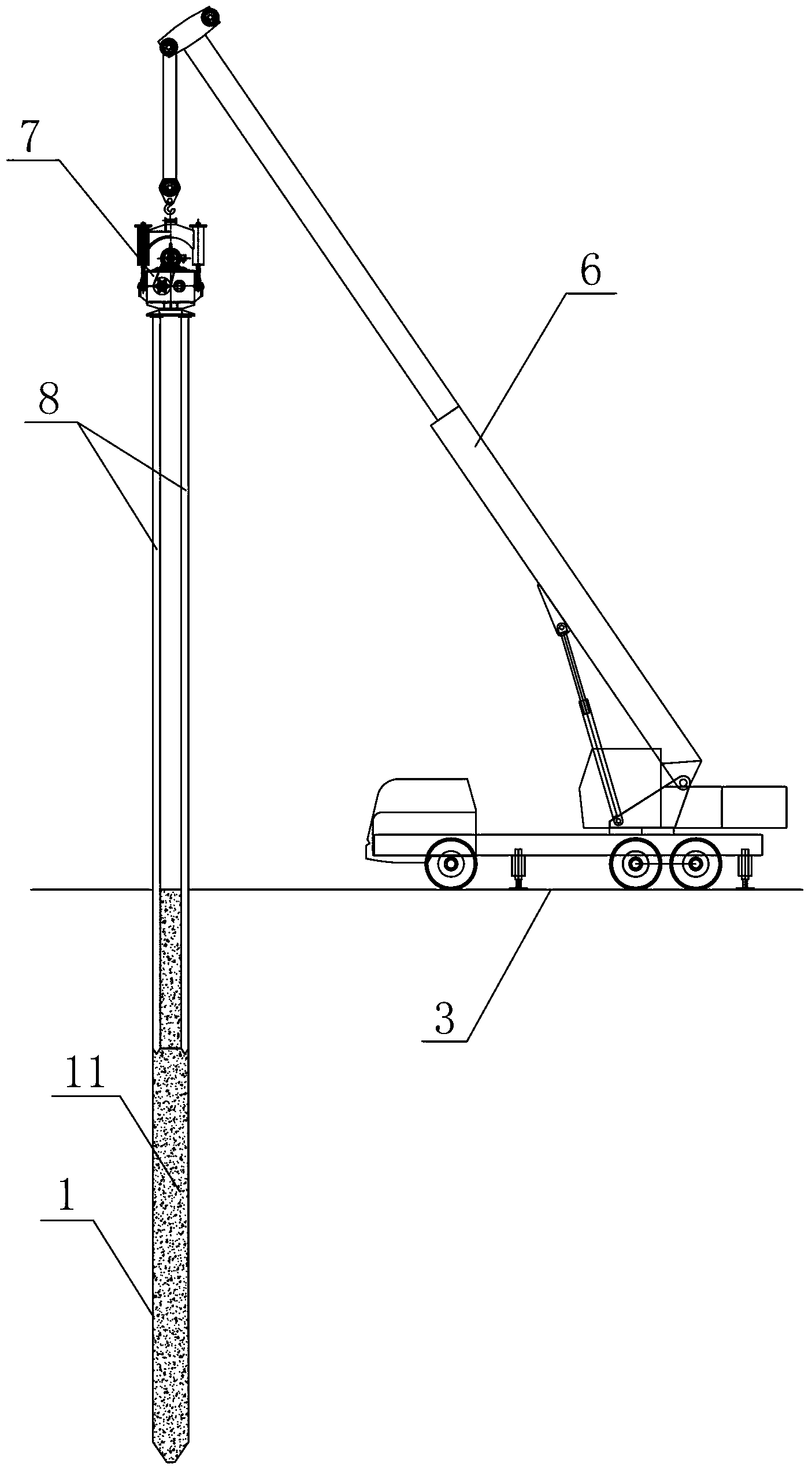 Construction method for fabricating composite waterproof curtain by embedding rigid piles into low-strength concrete piles