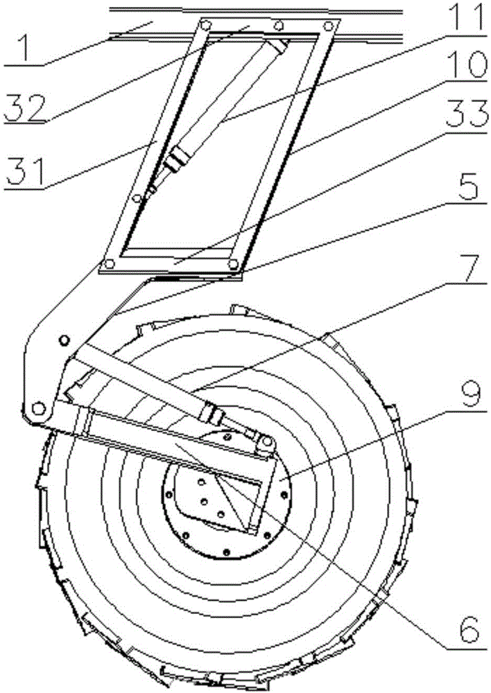 High-clearance self-propelled type chassis with adjustable axle distance and height and steering mechanism of high-clearance self-propelled type chassis